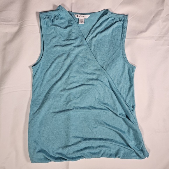 Athleta Tops - Athleta Breezy Wrap Tank Top Women's Small Blue Sleeveless Surplice Stretch